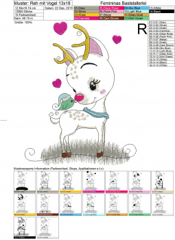 Preview: Reh mit Vogel (13x18 ; 20x20)